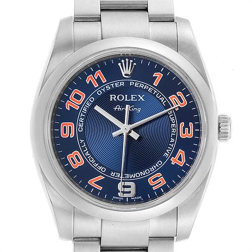 Photo of Rolex Air King Blue Concentric Dial Steel Mens Watch 114200