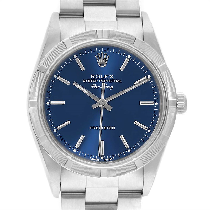 Rolex Air King 34mm Blue Dial Stainless Steel Mens Watch 14010 SwissWatchExpo