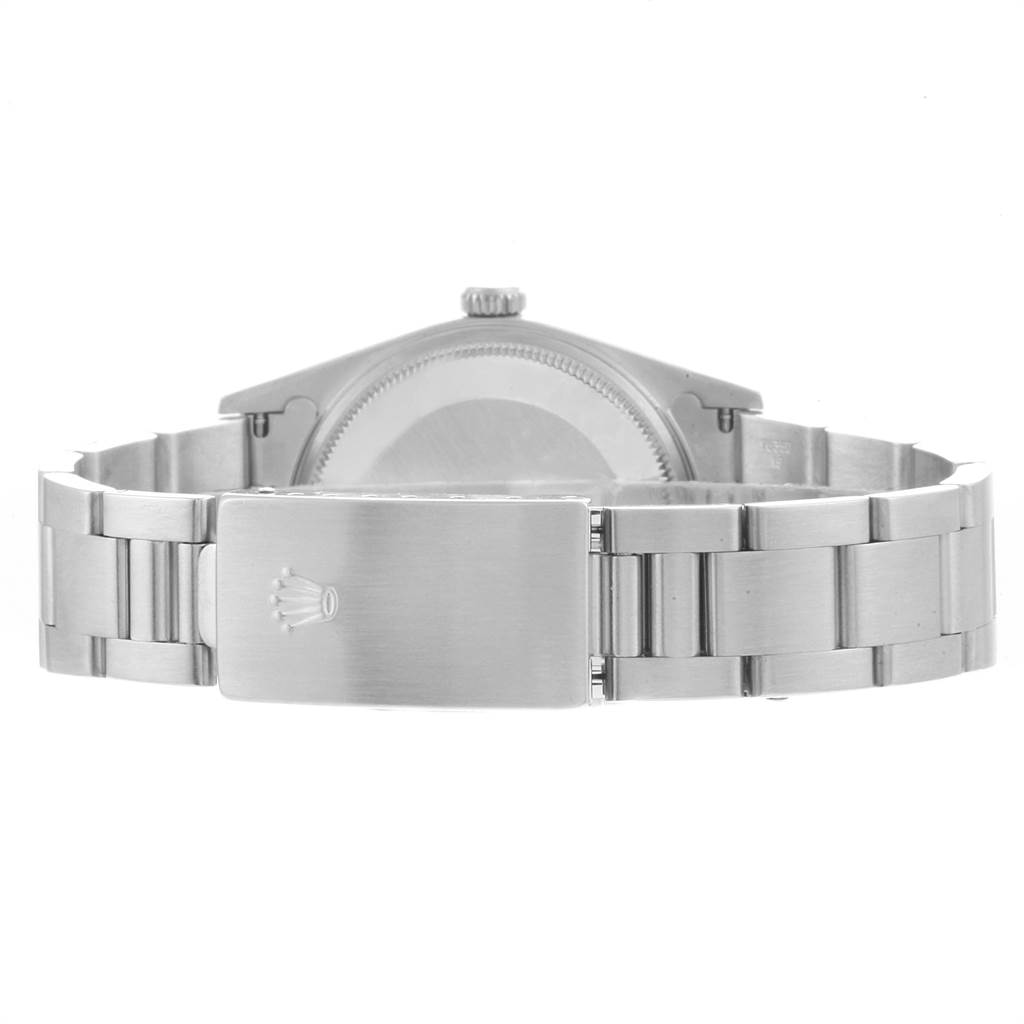 The image shows the back side and clasp of a Rolex Air-King 14010 Men's Stainless Steel Blue Dial 14010 Men's Stainless Steel Blue Dial watch.