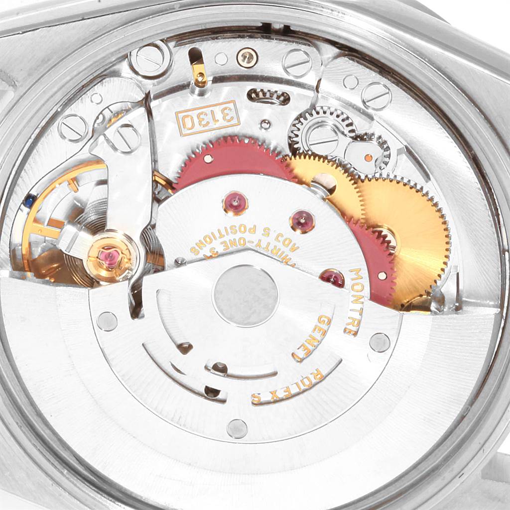 The image shows the internal movement mechanism of a Rolex Air-King 14010 Men's Stainless Steel Silver Dial 14010 Men's Stainless Steel Silver Dial watch from a close-up, top-down angle.