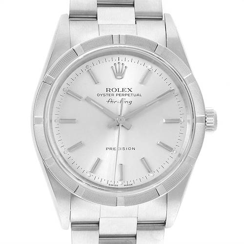 Photo of Rolex Air King Silver Baton Dial Oyster Bracelet Steel Mens Watch 14010