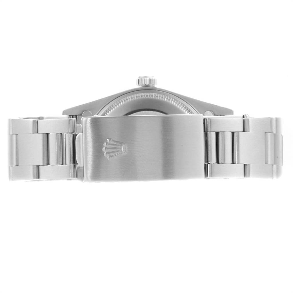 The image shows the clasp and bracelet of a Rolex Air-King 14000 Men's Stainless Steel Blue Dial 14000 Men's Stainless Steel Blue Dial watch from the back angle.