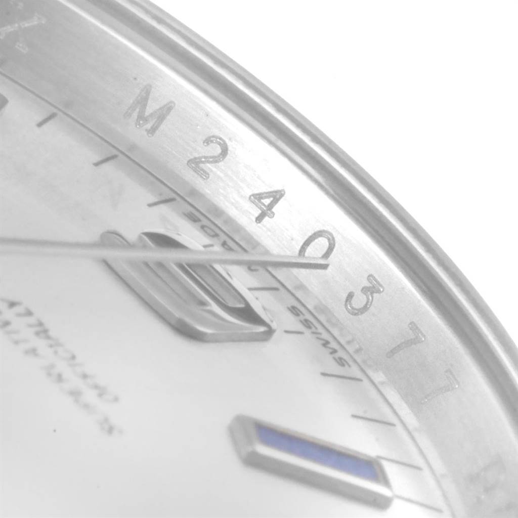 The image shows a close-up of the Rolex Air-King 114200 Men's Stainless Steel Silver Dial 114200 Men's Stainless Steel Silver Dial watch dial, specifically the minute and second markers.