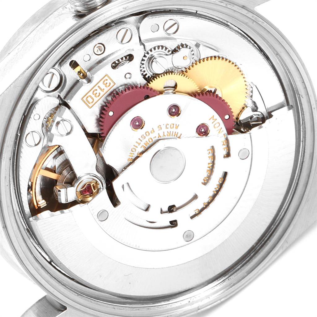 The image shows the inner mechanical movement of the Rolex Air-King 14010 Men's Stainless Steel Blue Dial 14010 Men's Stainless Steel Blue Dial watch, viewed from the back.