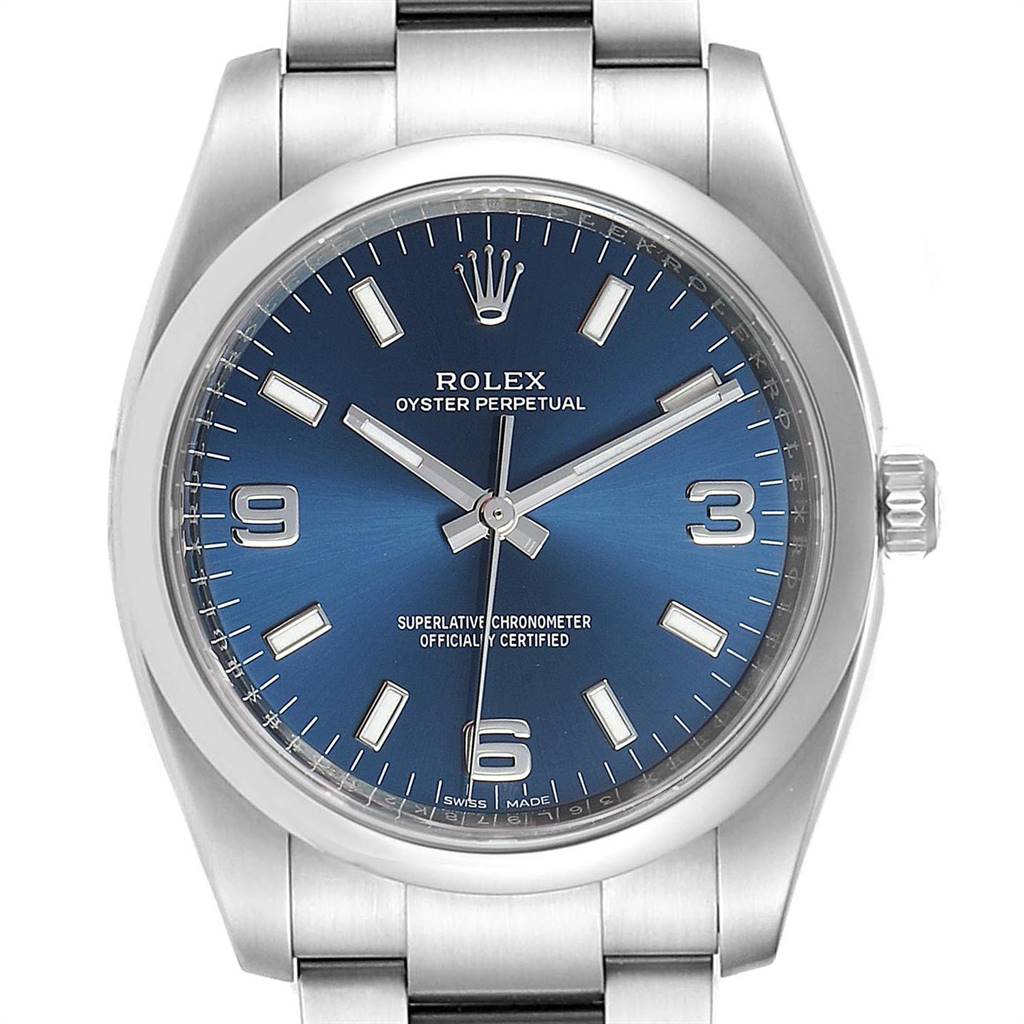 Rolex Air King 34 Blue Dial Smooth Bezel Unisex Watch 114200 