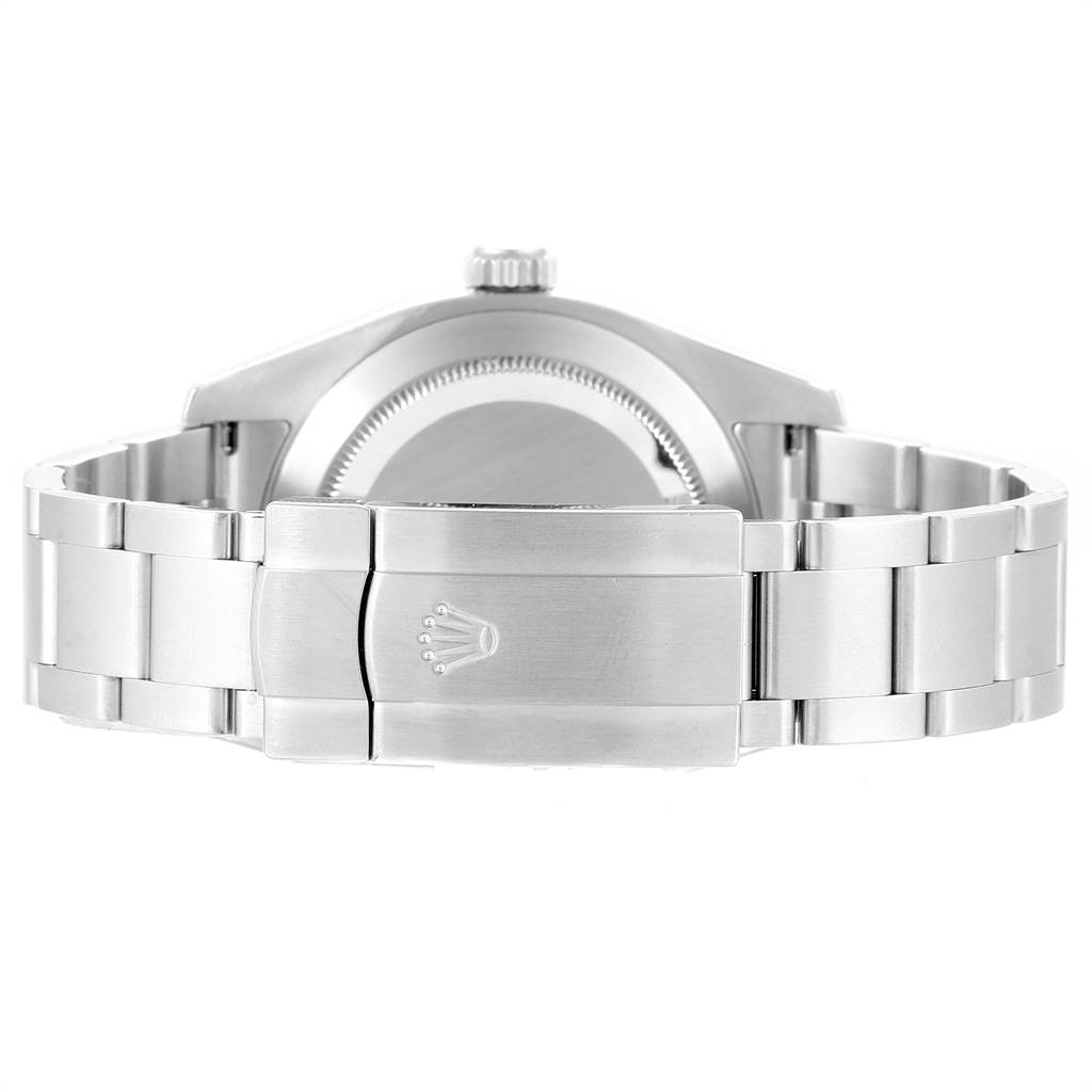 The image shows the back of a Rolex Air-King 116900 Men's Stainless Steel Black Dial 116900 Men's Stainless Steel Black Dial watch, focusing on the clasp and bracelet.