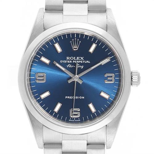 Photo of Rolex Air King 34 Domed Bezel Blue Dial Steel Mens Watch 14000