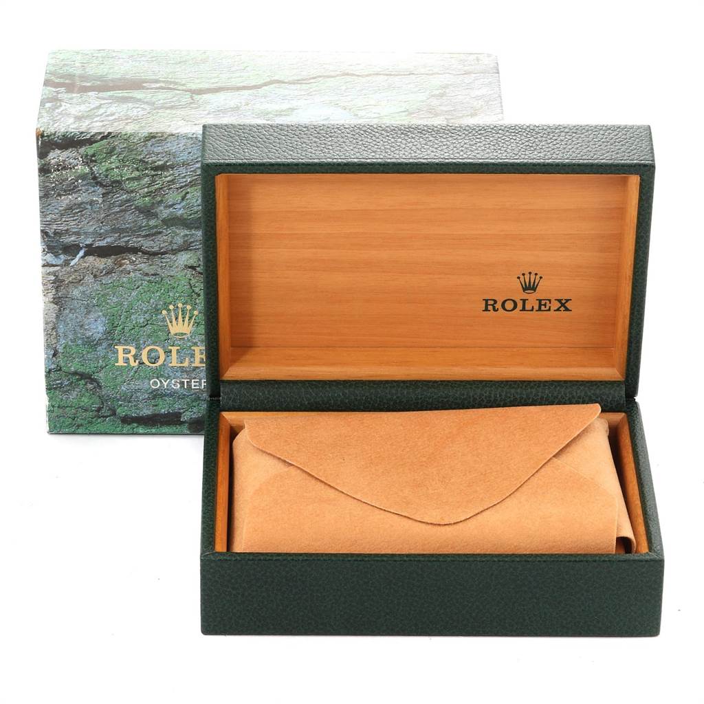 The image shows the packaging box for a Rolex Air-King 14000 Men's Stainless Steel Silver Dial 14000 Men's Stainless Steel Silver Dial watch, with the outer and inner boxes visible.
