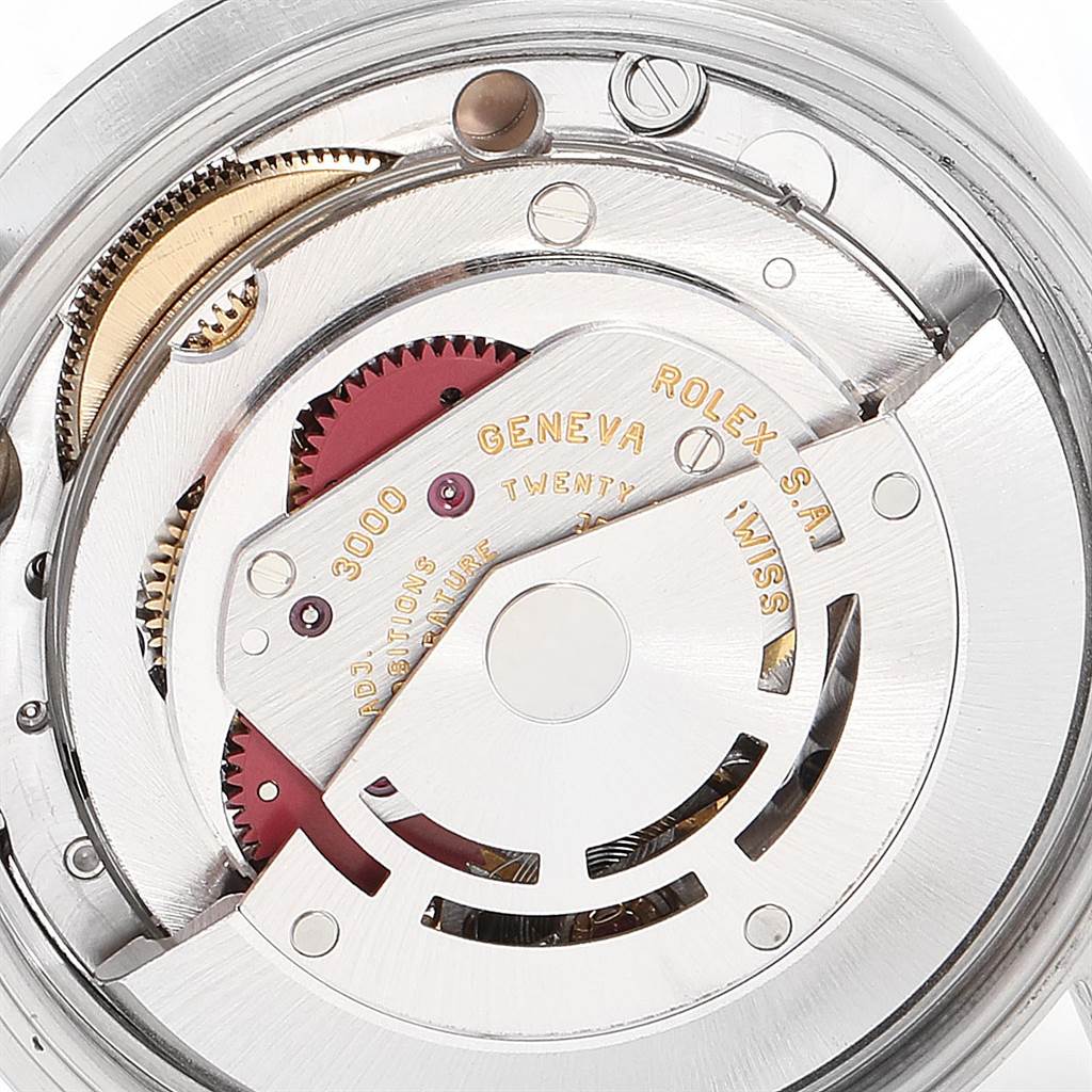 This image shows the intricate internal mechanism of the Rolex Air-King 14000 Men's Stainless Steel Silver Dial 14000 Men's Stainless Steel Silver Dial watch, viewed from a close-up angle.