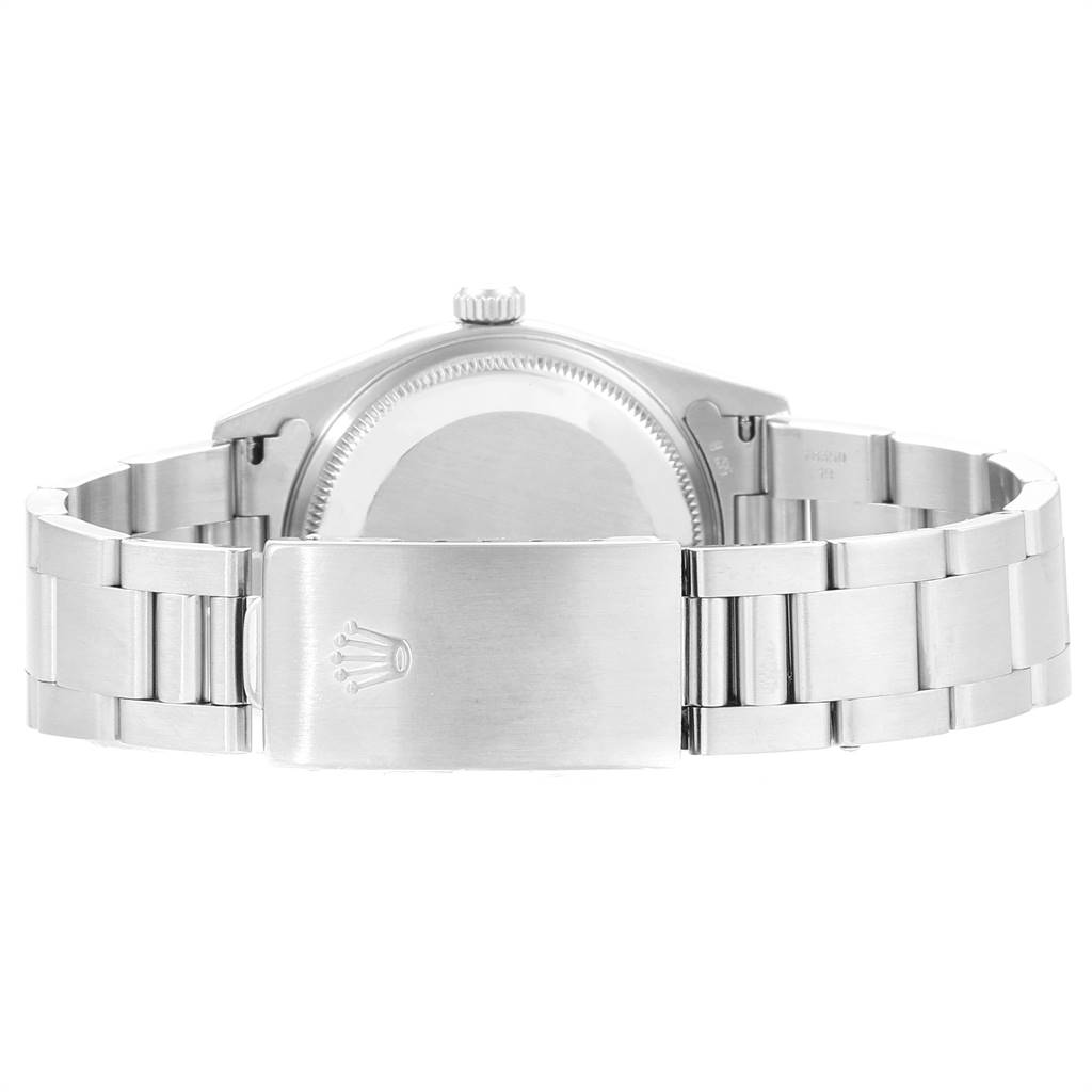 This image shows the backside and clasp of the Rolex Air-King 14000 Men's Stainless Steel Pink Dial 14000 Men's Stainless Steel Pink Dial watch.