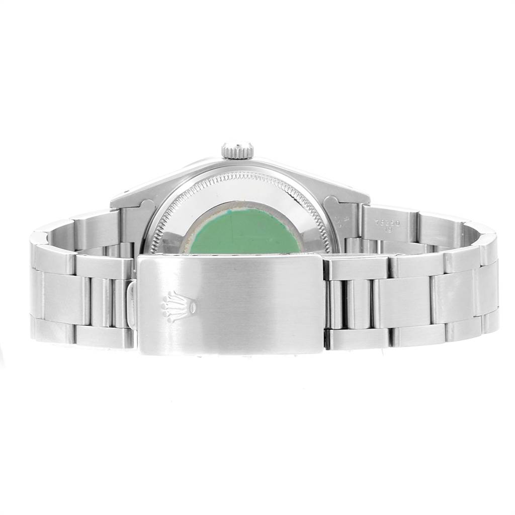 The image shows the back and bracelet clasp of a Rolex Air-King 14010 Men's Stainless Steel White Dial 14010 Men's Stainless Steel White Dial watch from a rear angle.