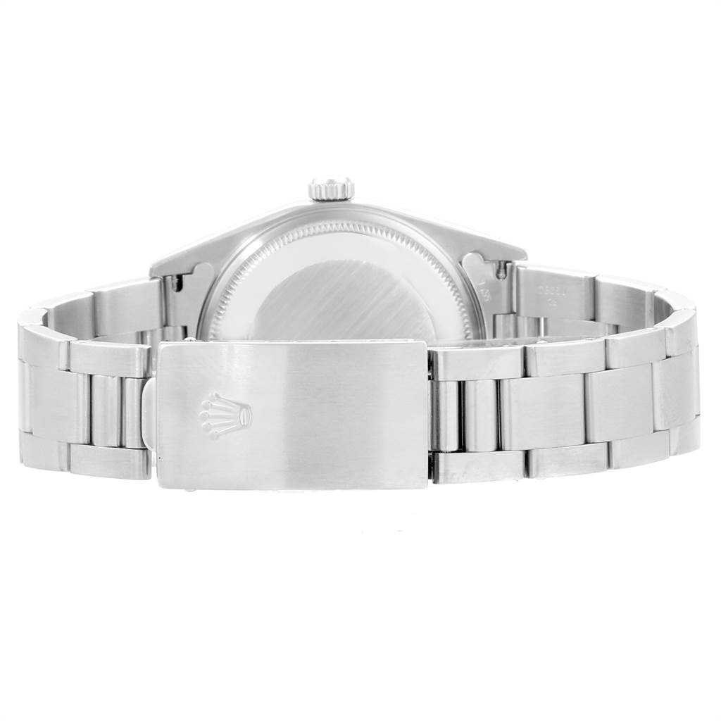 The image shows the back view of a Rolex Air-King 14000 Men's Stainless Steel Black Dial 14000 Men's Stainless Steel Black Dial watch, focusing on the bracelet and clasp.