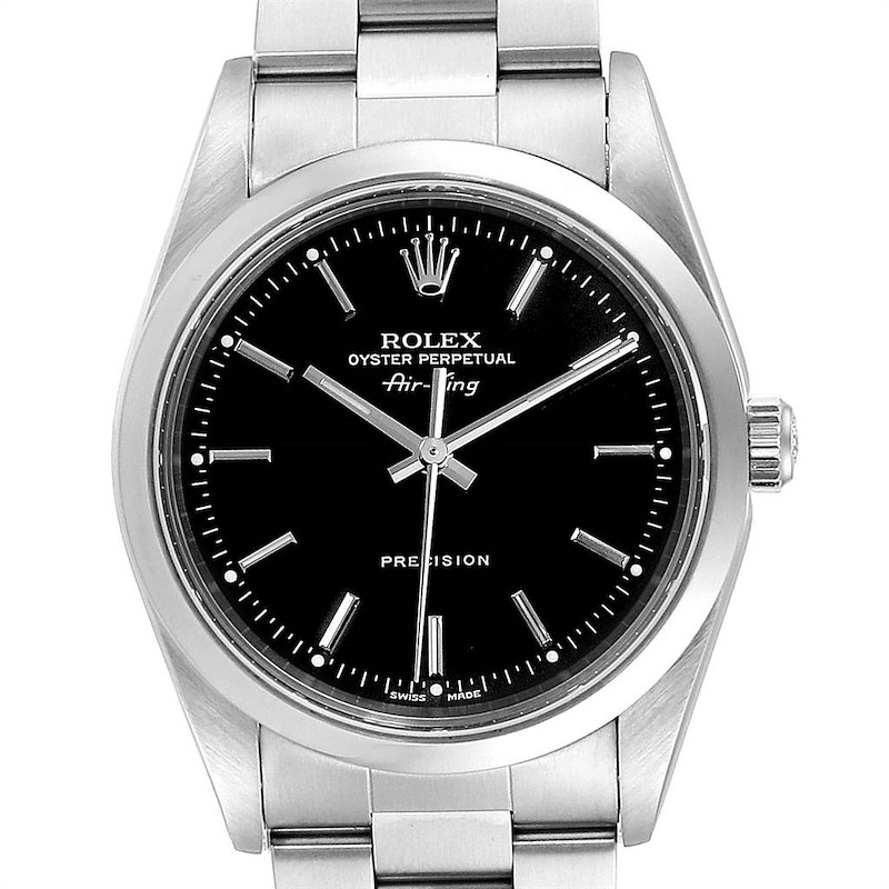 Rolex Air King 34 Black Dial Domed Bezel Mens Watch 14000 SwissWatchExpo