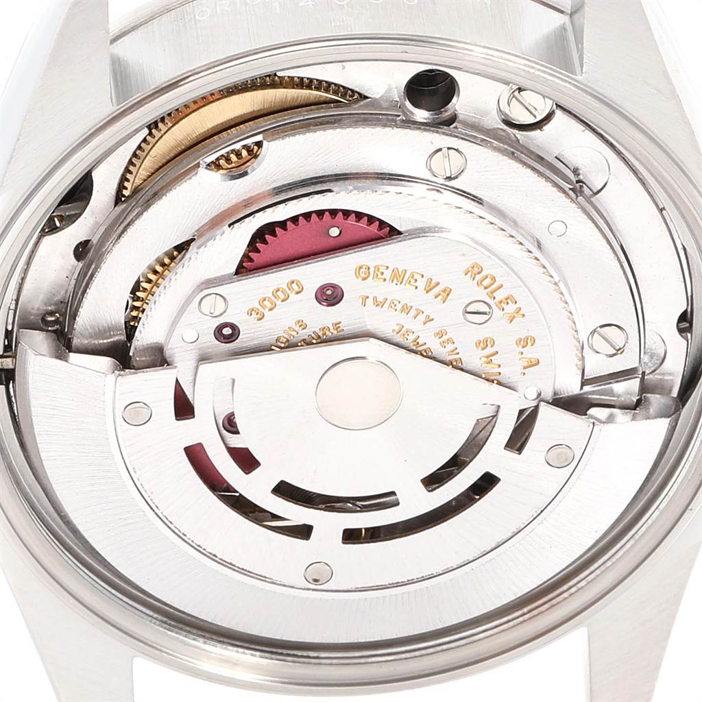 This is an image of the Rolex Air-King 14000 Men's Stainless Steel Black Dial 14000 Men's Stainless Steel Black Dial’s inner mechanical movement viewed from the back of the watch case.
