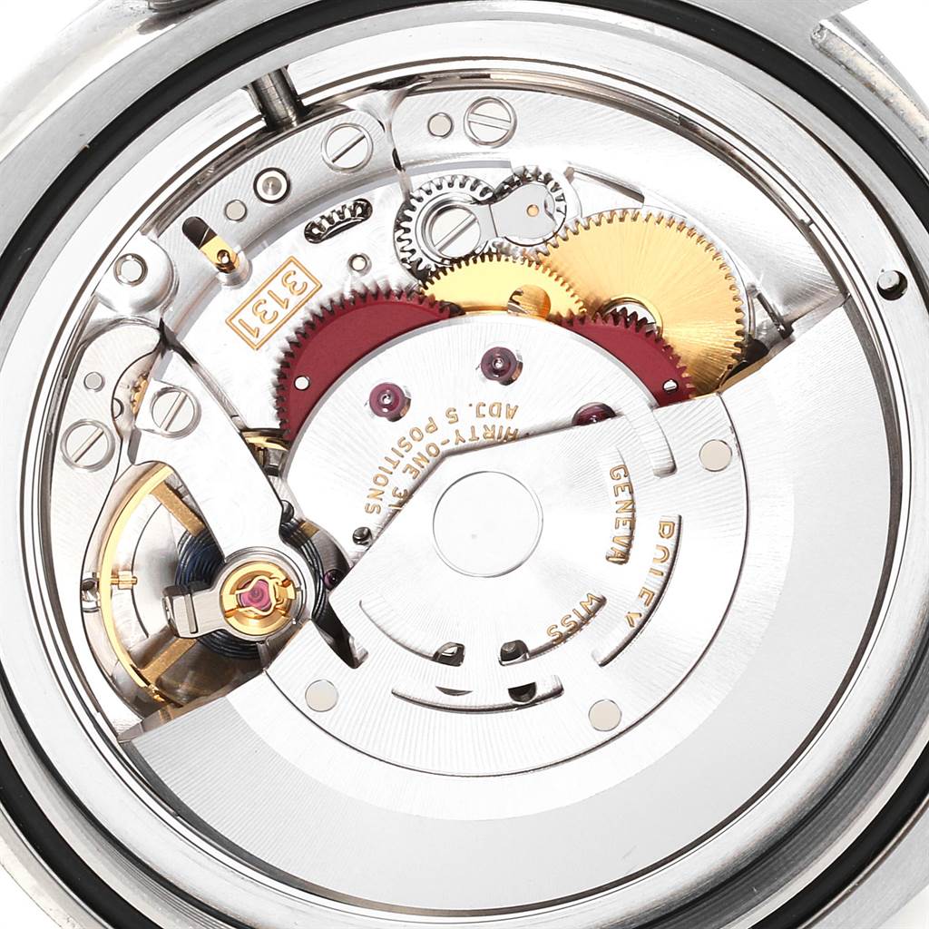 The image shows the movement and inner mechanism of the Rolex Air-King 116900 Men's Stainless Steel Black Dial 116900 Men's Stainless Steel Black Dial watch viewed from the back.