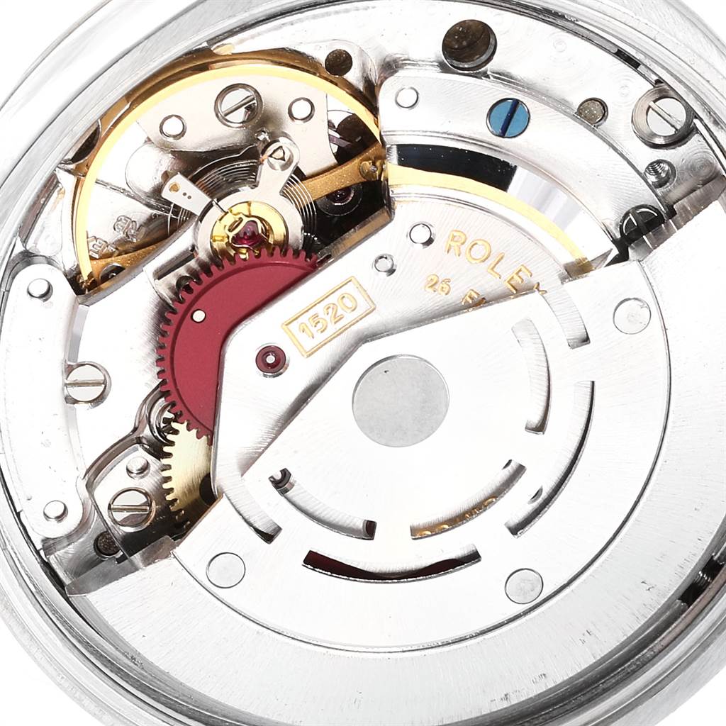 The image shows the inner mechanical movement of a Rolex Air-King 5500 Men's Stainless Steel Silver Dial 5500 Men's Stainless Steel Silver Dial watch from a top view angle.