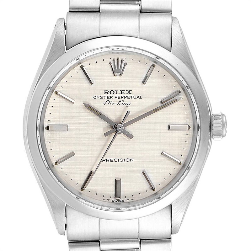 Rolex Air King Vintage Stainless Steel Linen Dial Mens Watch 5500 SwissWatchExpo