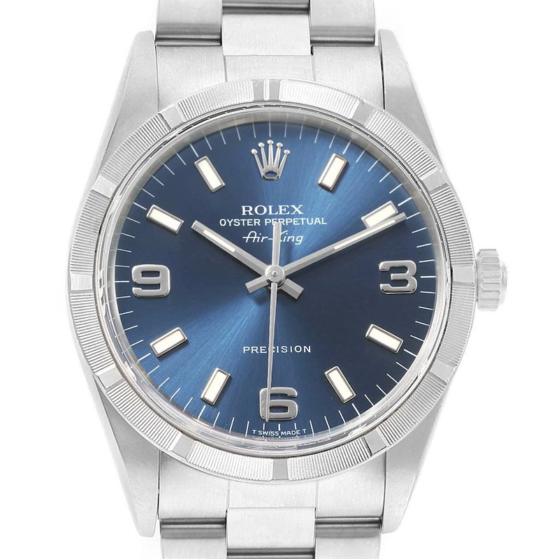 Rolex Air King 34 Blue Dial Steel Mens Watch 14010 SwissWatchExpo