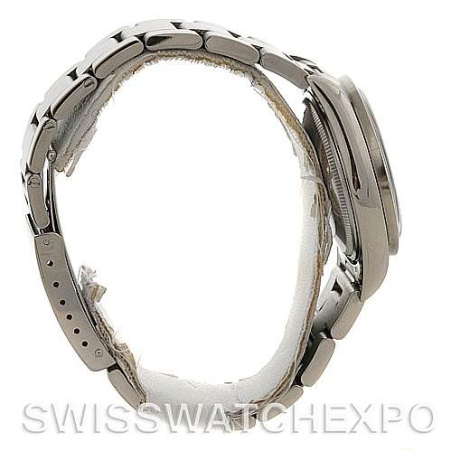 The image shows a side view of the Rolex Air-King 14010 Men's Stainless Steel Silver Dial 14010 Men's Stainless Steel Silver Dial watch, highlighting the bracelet and case.