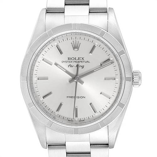 Photo of Rolex Air King 34 Silver Dial Steel Mens Watch 14010 Box Papers