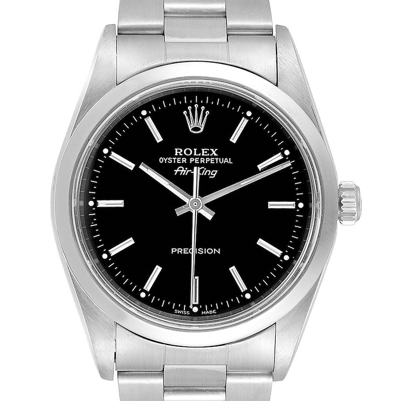 Rolex Air King 34 Black Dial Automatic Steel Mens Watch 14000 SwissWatchExpo