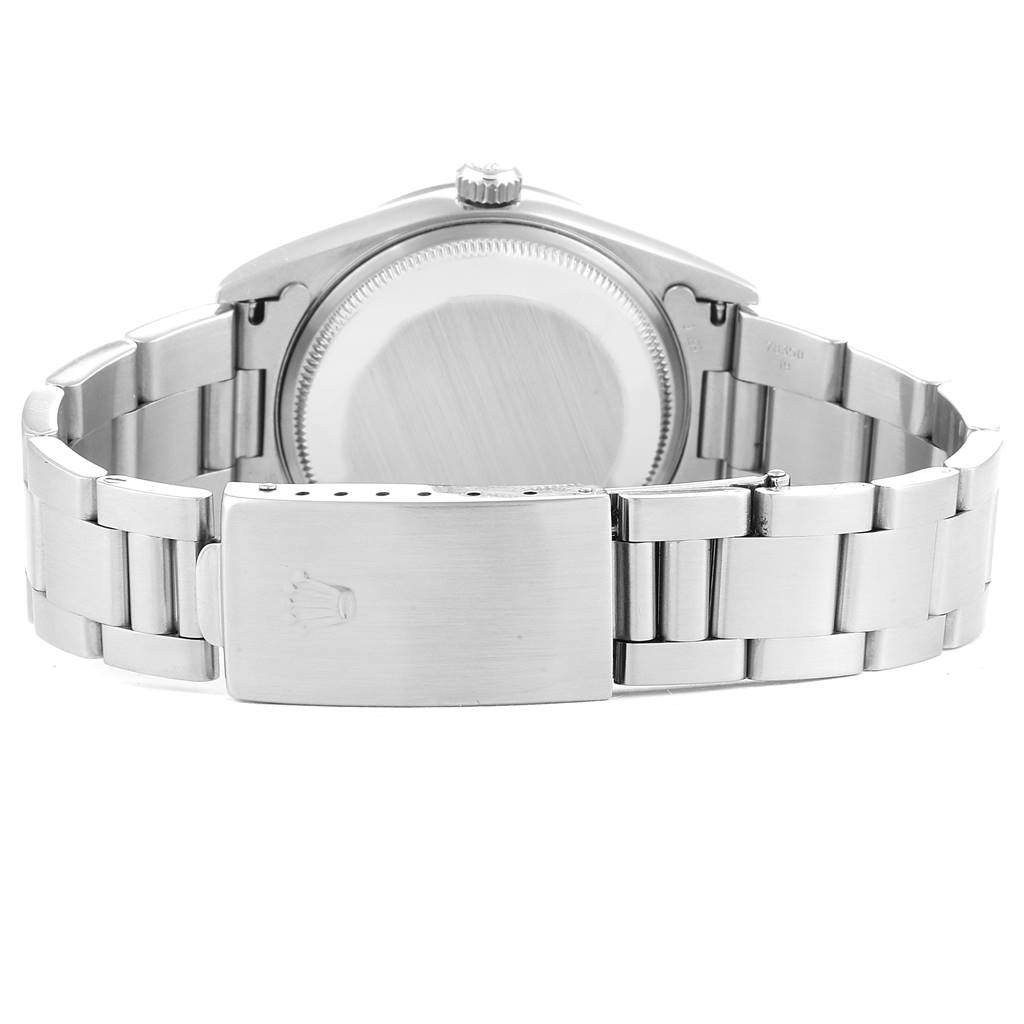 This image shows the back and bracelet clasp of a Rolex Air-King 14000 Men's Stainless Steel Silver Dial 14000 Men's Stainless Steel Silver Dial watch, viewed from the rear.