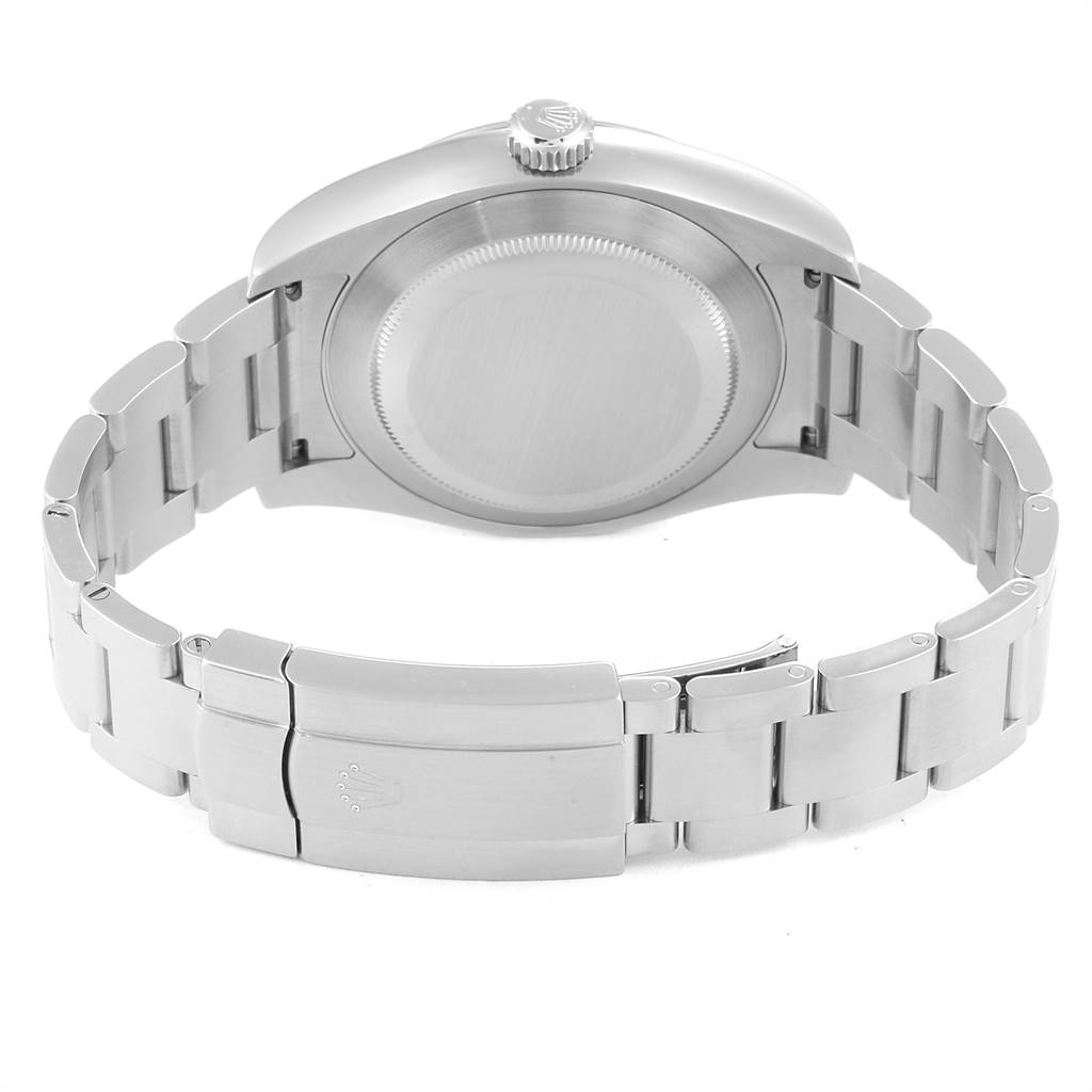 The image shows the back case and metal bracelet of the Rolex Air-King 116900 Men's Stainless Steel Black Dial 116900 Men's Stainless Steel Black Dial watch from a rear angle.