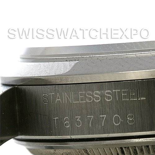 The image shows a close-up view of the side of the stainless steel case on a Rolex Air-King 14000 Men's Stainless Steel Black Dial 14000 Men's Stainless Steel Black Dial watch, highlighting the engravings.