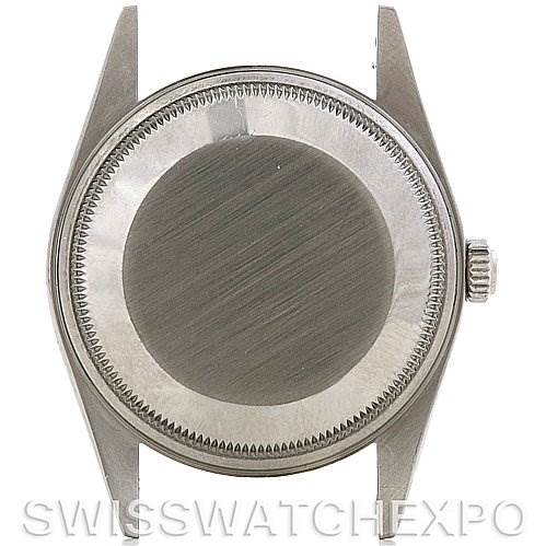 The image shows a top-down view of a Rolex Air-King 14000M Men's Stainless Steel Blue Dial 14000M Men's Stainless Steel Blue Dial watch case without the dial, bezel, or straps.