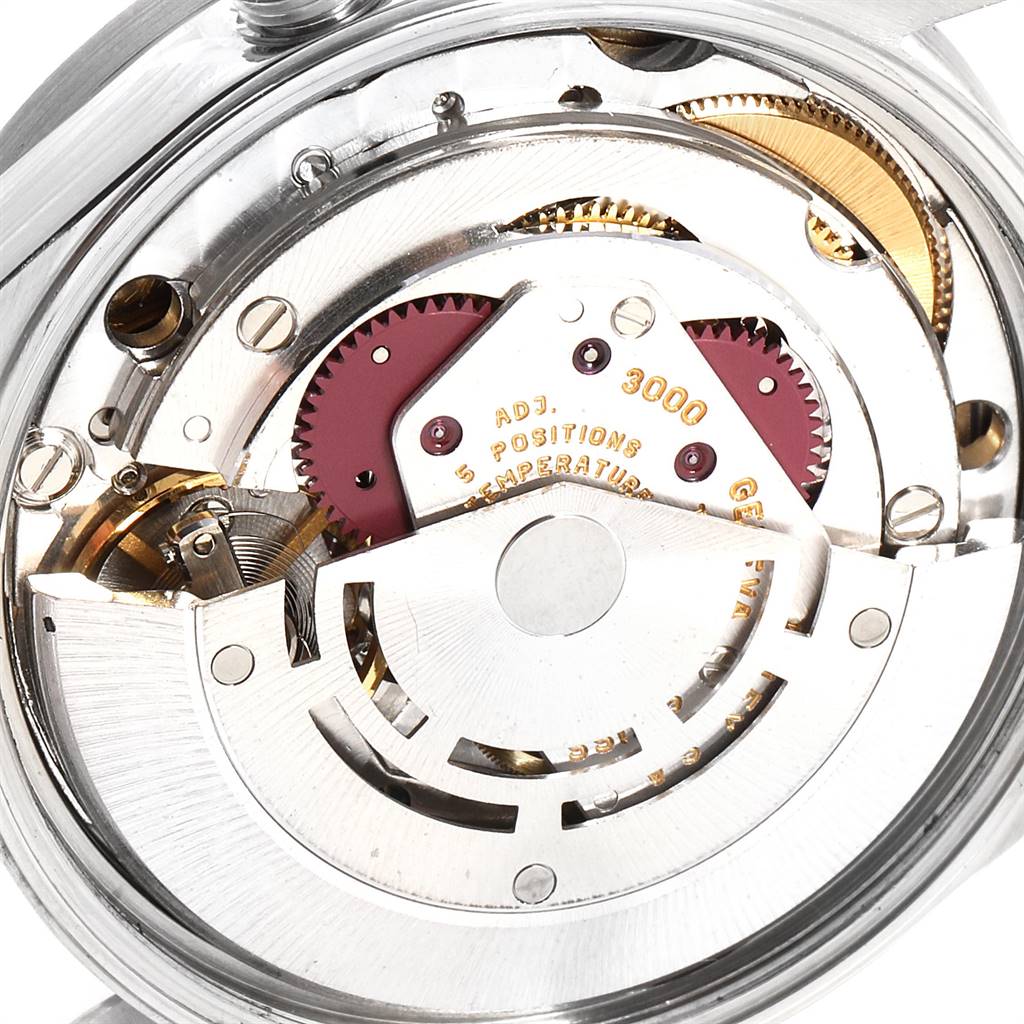 This image shows a close-up of the Rolex Air-King 14010 Men's Stainless Steel White Dial 14010 Men's Stainless Steel White Dial's internal mechanism or movement.