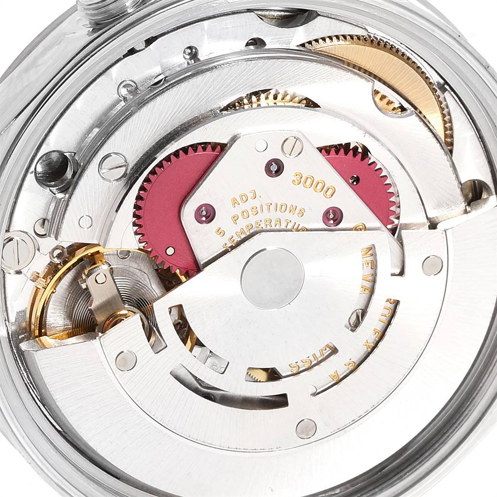 The image shows a detailed close-up of the movement mechanism of a Rolex Air-King 14000 Men's Stainless Steel Silver Dial 14000 Men's Stainless Steel Silver Dial watch.
