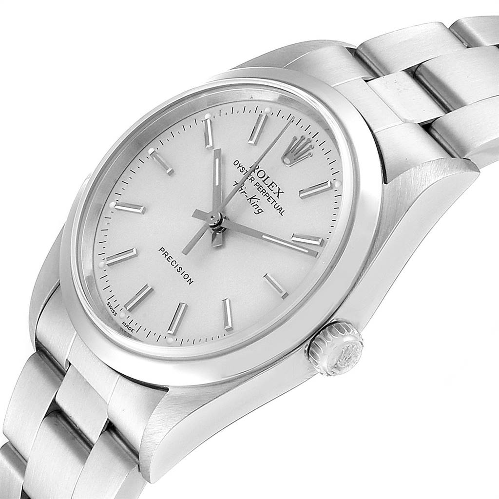 The image shows a Rolex Air-King 14000 Men's Stainless Steel Silver Dial 14000 Men's Stainless Steel Silver Dial watch at a slight angle, highlighting its face, crown, and bracelet.