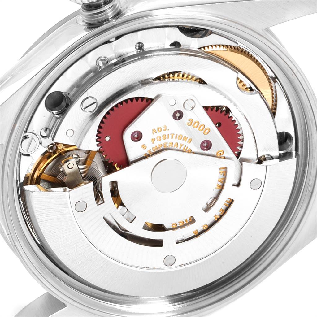 The image shows the internal mechanical movement of a Rolex Air-King 14000 Men's Stainless Steel Silver Dial 14000 Men's Stainless Steel Silver Dial watch at a close-up angle.