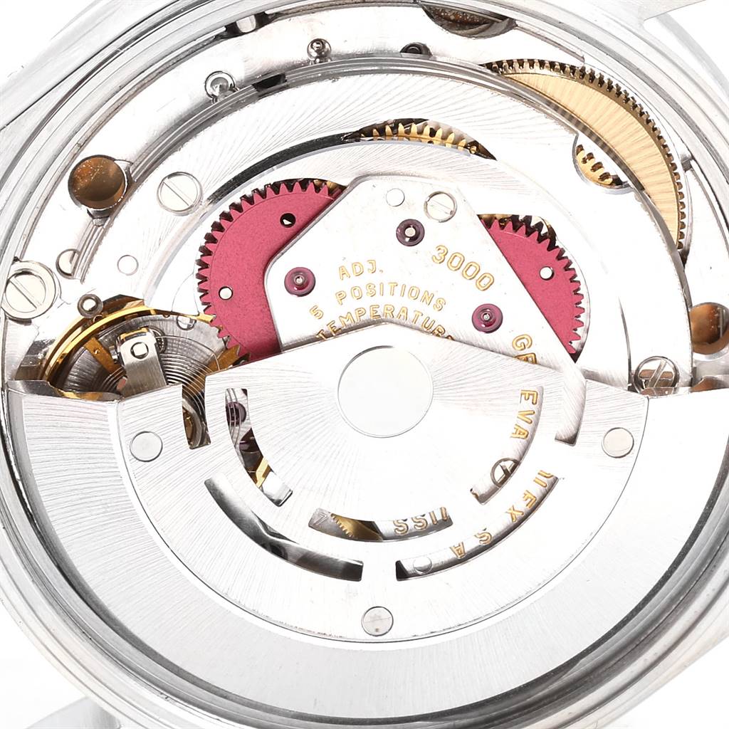 The image shows the inner mechanical movement of a Rolex Air-King 14000 Men's Stainless Steel Silver Dial 14000 Men's Stainless Steel Silver Dial watch viewed from the backside.