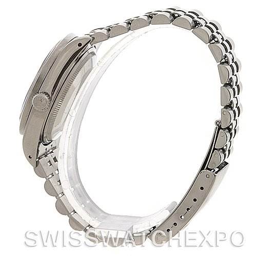 The image shows a side profile of the Rolex Air-King 14010 Men's Stainless Steel Black Dial 14010 Men's Stainless Steel Black Dial watch, highlighting the bracelet and case.