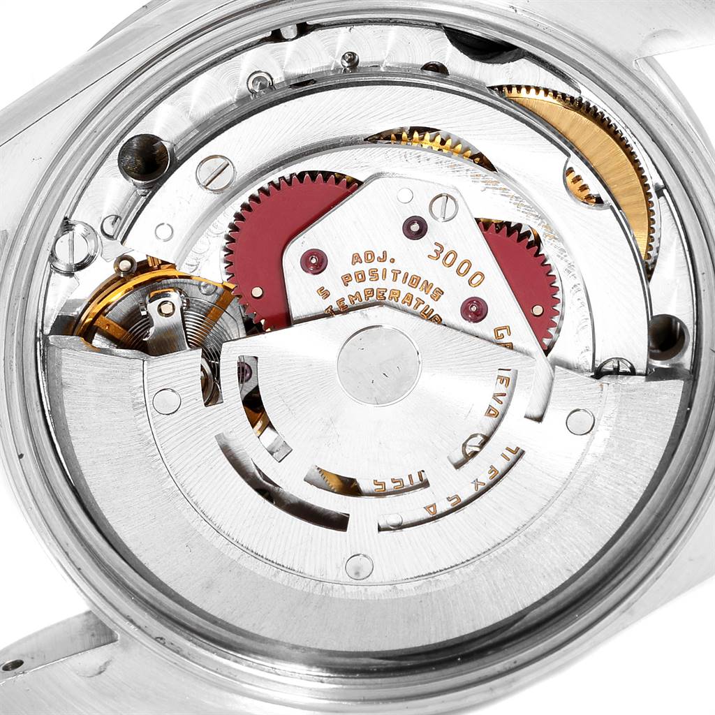 This image shows an angled close-up of the inner mechanical movement of a Rolex Air-King 14000 Men's Stainless Steel Black Dial 14000 Men's Stainless Steel Black Dial watch.