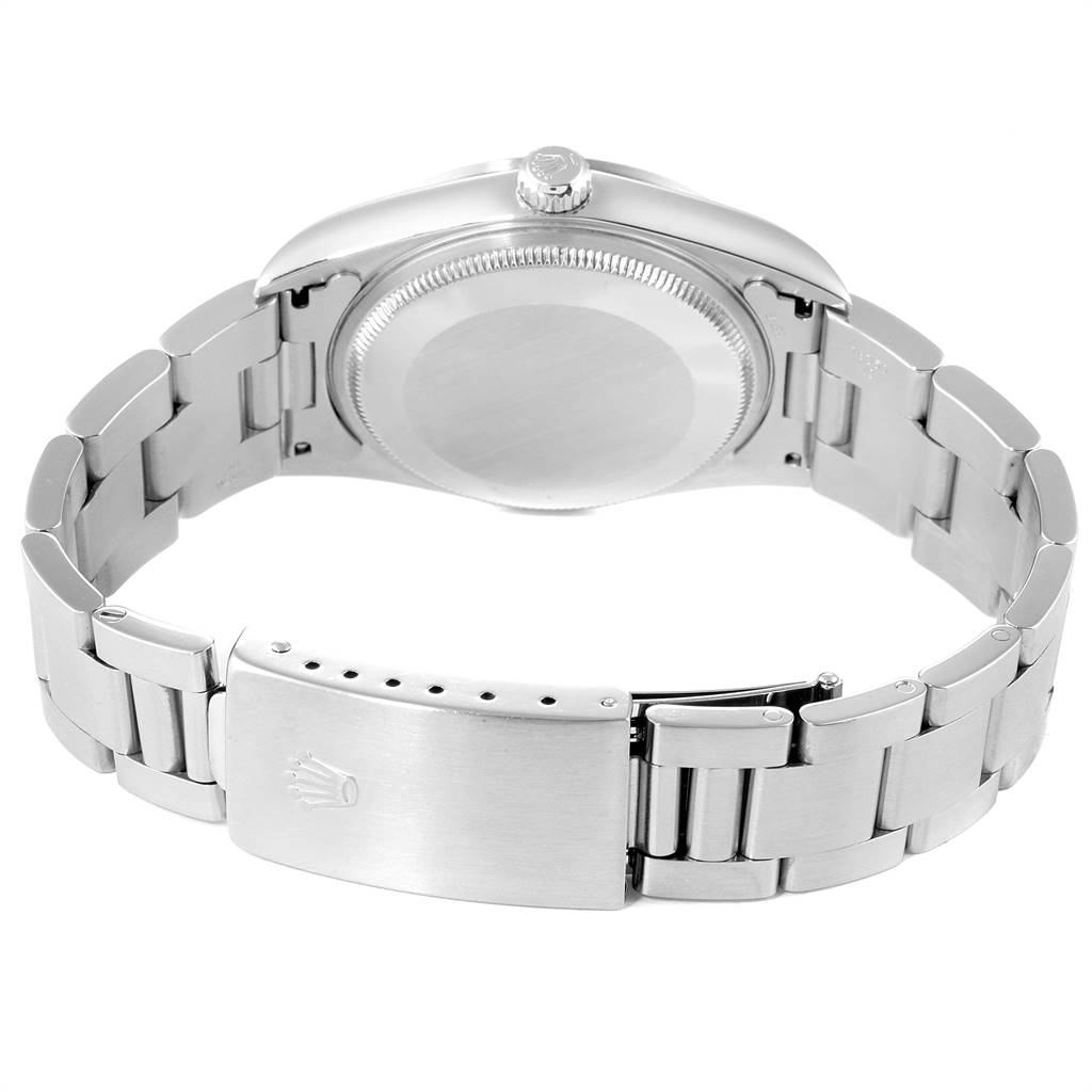 This image shows the back case, bracelet, and clasp of the Rolex Air-King 14000 Men's Stainless Steel Black Dial 14000 Men's Stainless Steel Black Dial watch.