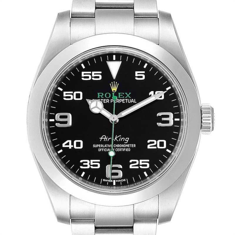 Rolex Oyster Perpetual Air King 40mm Green Hand Steel Mens Watch 116900 SwissWatchExpo