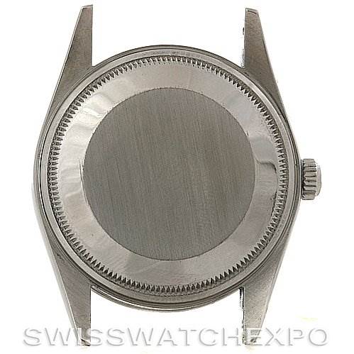 This image shows the back case and crown of a Rolex Air-King 14000M Men's Stainless Steel Blue Dial 14000M Men's Stainless Steel Blue Dial watch, viewed from a rear angle.