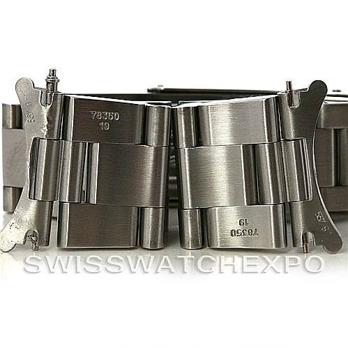 The image shows the clasp and links of a Rolex Air-King 14000M Men's Stainless Steel Blue Dial 14000M Men's Stainless Steel Blue Dial watch bracelet at a close-up angle.