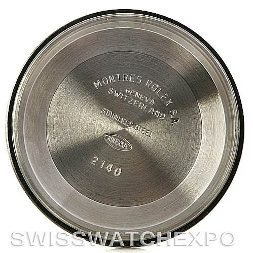 The image shows the inner side of the case back of a Rolex Air-King 14000 Men's Stainless Steel Black Dial 14000 Men's Stainless Steel Black Dial watch.