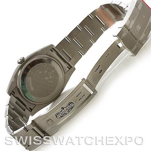 The image shows the open bracelet and clasp of a Rolex Air-King 114200 Men's Stainless Steel White Dial 114200 Men's Stainless Steel White Dial watch, viewed from the back.