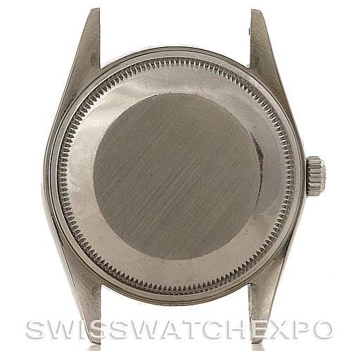 This image shows the case back and lugs of a Rolex Air-King 14010 Men's Stainless Steel Blue Dial 14010 Men's Stainless Steel Blue Dial watch, viewed from the rear.