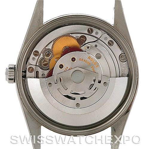 The image shows the internal mechanism and movement of the back of a Rolex Air-King 14000 M Men's Stainless Steel Silver Dial 14000 M Men's Stainless Steel Silver Dial watch.
