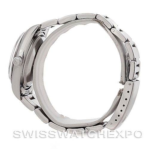 This image shows the side view of a Rolex Air-King 14000 Men's Stainless Steel Black Dial 14000 Men's Stainless Steel Black Dial watch, focusing on the bracelet and case.