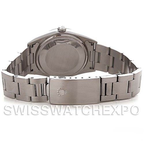 The image shows the backside of the Rolex Air-King 14000 Men's Stainless Steel Black Dial 14000 Men's Stainless Steel Black Dial watch, highlighting the clasp and bracelet.