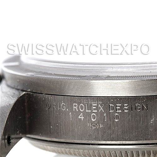 The image shows a close-up of the side case of the Rolex Air-King 14010 Men's Stainless Steel White Dial 14010 Men's Stainless Steel White Dial watch, highlighting the model number 14010.