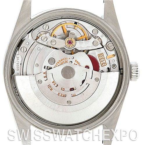 The image shows the internal mechanism of a Rolex Air-King 14010 Men's Stainless Steel White Dial 14010 Men's Stainless Steel White Dial watch, viewed from the back with the case removed.