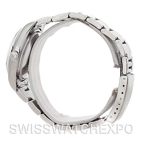 This image shows a side view of the Rolex Air-King 14000 Men's Stainless Steel Silver Dial 14000 Men's Stainless Steel Silver Dial watch, focusing on the bracelet and case details.