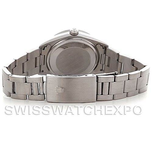 This image shows the back case and bracelet of a Rolex Air-King 14010 Men's Stainless Steel Black Dial 14010 Men's Stainless Steel Black Dial watch from a rear angle.